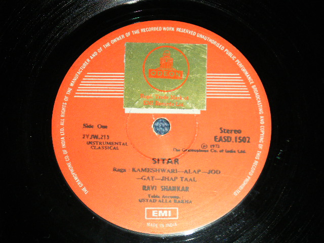 画像: RAVI SHANKAR - RAVI SHANKAR ( Ex/Ex+ Looks:Ex-) /  1972 INDIA ORIGINAL Used LP