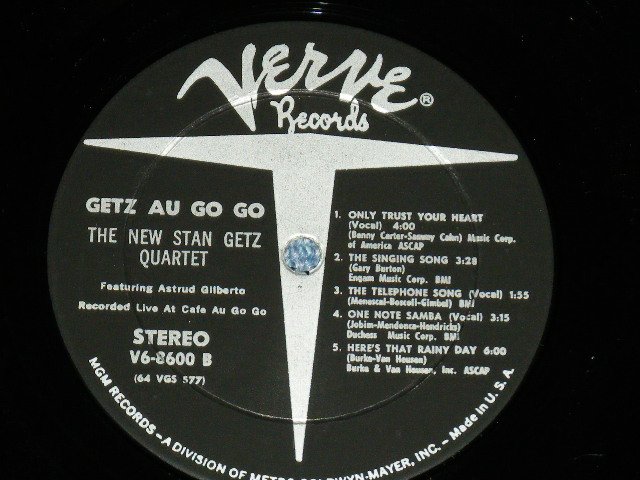 画像: STAN GETZ feat. ASTRUD GILBERTO   -  GETZ AU GOGO  ( Ex+/Ex, Ex+++)  / 1964 US ORIGINAL STEREO  Used LP