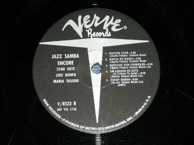 画像: STAN GETZ + LUIZ BONFA  -  JAZZ SAMBA ENCORE! ( Ex+/Ex+)  / 1963 US ORIGINAL MONO Used LP