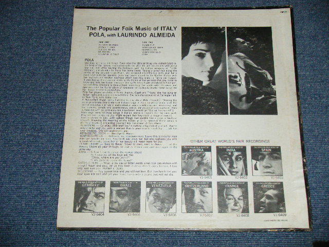 画像: POLA CHAPELL w/ LAURINDO ALMEIDA  - THE POPULAR FOLK MUSIC OF ITALY  ( VG/Ex+++ )  / 1960's US AMERICA ORIGINAL STEREO  Used LP 