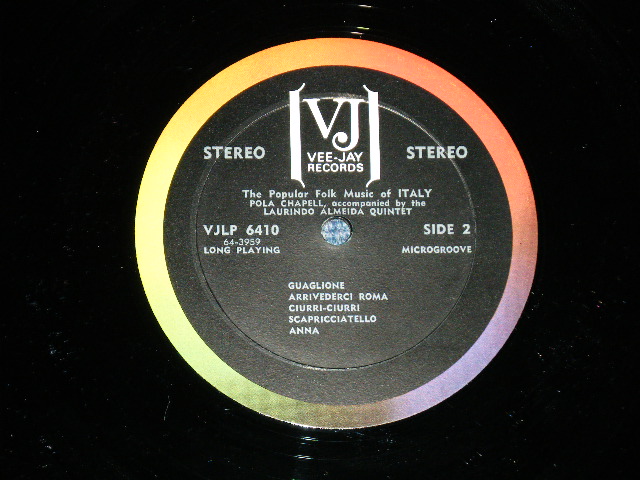 画像: POLA CHAPELL w/ LAURINDO ALMEIDA  - THE POPULAR FOLK MUSIC OF ITALY  ( VG/Ex+++ )  / 1960's US AMERICA ORIGINAL STEREO  Used LP 