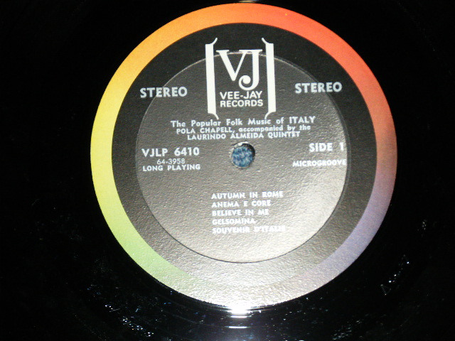 画像: POLA CHAPELL w/ LAURINDO ALMEIDA  - THE POPULAR FOLK MUSIC OF ITALY  ( VG/Ex+++ )  / 1960's US AMERICA ORIGINAL STEREO  Used LP 