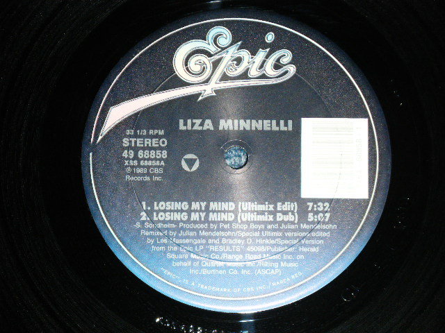 画像: LIZA MINNELLI - LOSING MY MIND  ( Ex+/MINT-) / 1989 US AMERICA ORIGINAL  Used 12" Single 