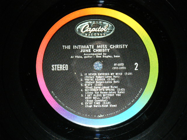 画像: JUNE CHRISTY -  THE INTIMATE MISS CHRISTY  ( Ex/Ex+,Ex+++) / 1963 US AMERICA ORIGINAL  "BLACK with RAINBOW & LOGO on TOP Label" STEREO Used LP 