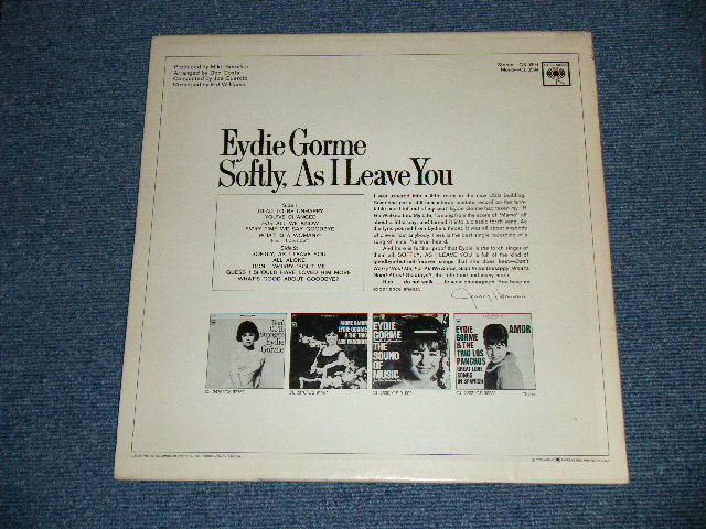 画像: EYDIE GORME - SOFTLY,AS I LEAVE YOU ( Ex++/Ex+++,B-4,5 : Ex+) / 1967 US ORIGINAL "360 SOUND" Label STEREO Used LP 