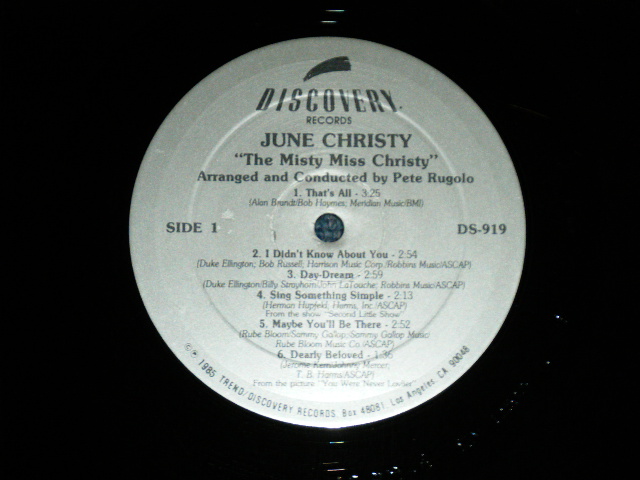 画像: JUNE CHRISTY -  THE MISTY MISS CHRISTY  ( Ex+++/MINT-) / 1985 US AMERICA ORIGINAL Used LP 