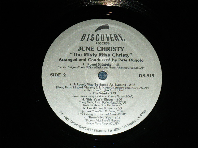 画像: JUNE CHRISTY -  THE MISTY MISS CHRISTY  ( Ex+++/MINT-) / 1985 US AMERICA ORIGINAL Used LP 