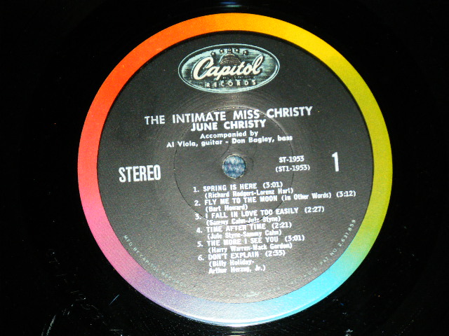 画像: JUNE CHRISTY -  THE INTIMATE MISS CHRISTY  ( Ex/Ex+,Ex+++) / 1963 US AMERICA ORIGINAL  "BLACK with RAINBOW & LOGO on TOP Label" STEREO Used LP 