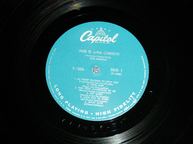 画像: JUNE CHRISTY -  THIS IS JUNE CHRISTY  ( Ex++/Ex+++) / 1958 US AMERICA ORIGINAL "1st Press TURQUOISE Label"  MONO Used LP 