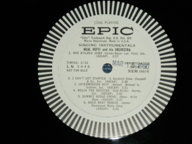 画像: NEAL HEFTI with RAY CHARLES CHOIR - SINGING INSTRUMENTALS ( Ex-/Ex+++)  / 1958 US AMERICA ORIGINAL "WHITE LABEL PROMO" MONO Used  LP 