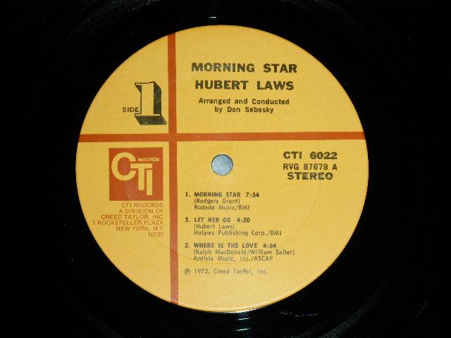 画像: HUBERT LAWS - MORNING STAR  ( Ex++/Ex++ )  / 1972 US AMERICA Used LP  