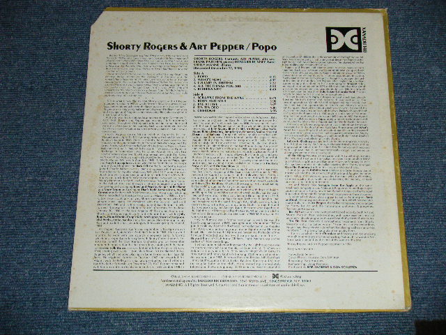 画像: SHORTY ROGERS & ART PEPPER - POPO : ORIGINAL 1951 RECORDINGS  ( Ex+/MINT- )  / 1980 US AMERICA ORIGINAL Used LP