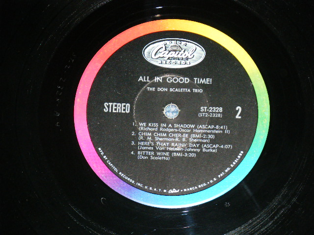 画像: The DON SCALETTA TRIO - ALL IN GOOD TIME!  ( MINT-/MINT- )  / 1965 US AMERICA ORIGINAL "BLACK with RAINBOW CAPITOL Logo at TOP Label" STEREO Used LP  