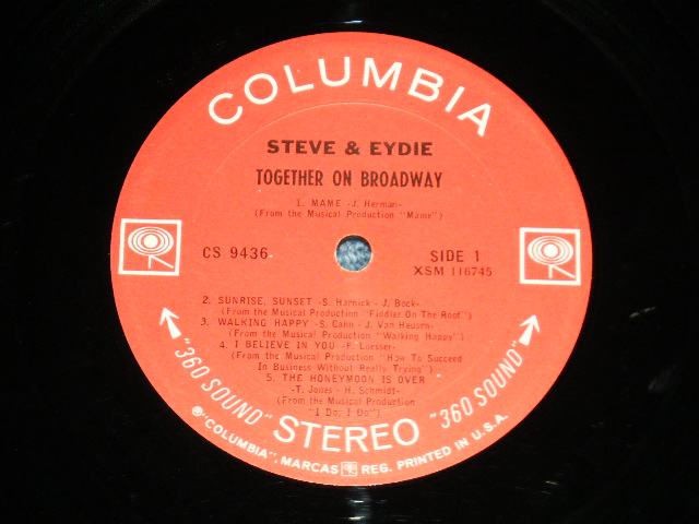 画像: STEVE LAWRENCE & EYDIE GORME - TOGETHER ON BROADWAY ( Ex+/Ex++ Looks:Ex )  / 1967 US AMERICA ORIGINAL '360 SOUND Label"　STEREO  Used LP