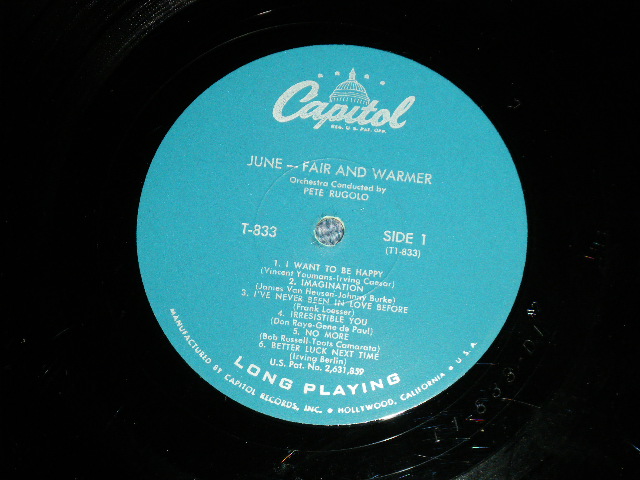 画像: JUNE CHRISTY -  FAIR AND WARMER!  ( Ex/Ex++) / 1957 US AMERICA ORIGINAL "1st Press TURQUOISE Label"  MONO Used LP 