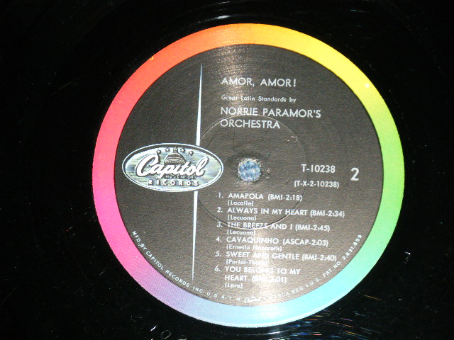 画像: NORRIE PARAMOR - AMOR! AMOR! ( Ex-/Ex++)   / 1960'S US AMERICA ORIGINAL 1st Press  'BLACK with COLOR Band Label' MONO  LP  