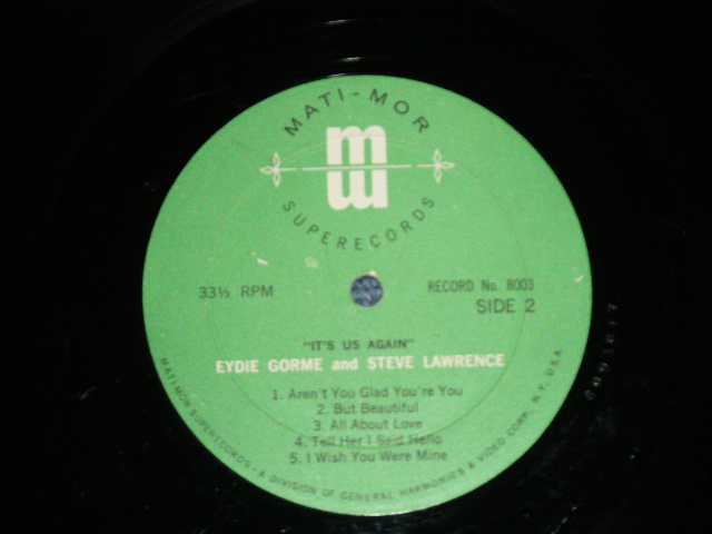 画像: STEVE LAWRENCE & EYDIE GORME - IT'S US AGAIN ( Ex+/Ex++ )  / 1960's  US AMERICA ORIGINAL "PROMO ONLY" Used LP