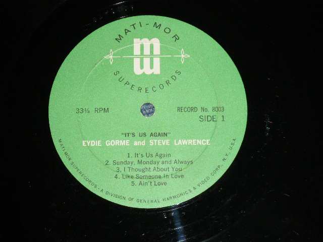画像: STEVE LAWRENCE & EYDIE GORME - IT'S US AGAIN ( Ex+/Ex++ )  / 1960's  US AMERICA ORIGINAL "PROMO ONLY" Used LP