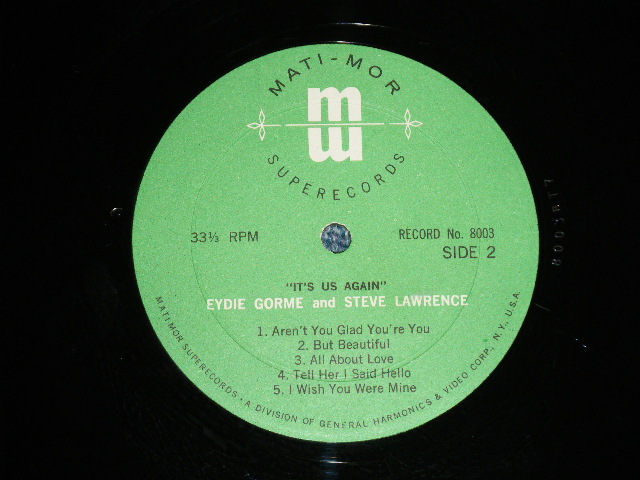 画像: STEVE LAWRENCE & EYDIE GORME - IT'S US AGAIN ( Ex++/Ex++ )  / 1960's  US AMERICA ORIGINAL "PROMO ONLY" Used LP