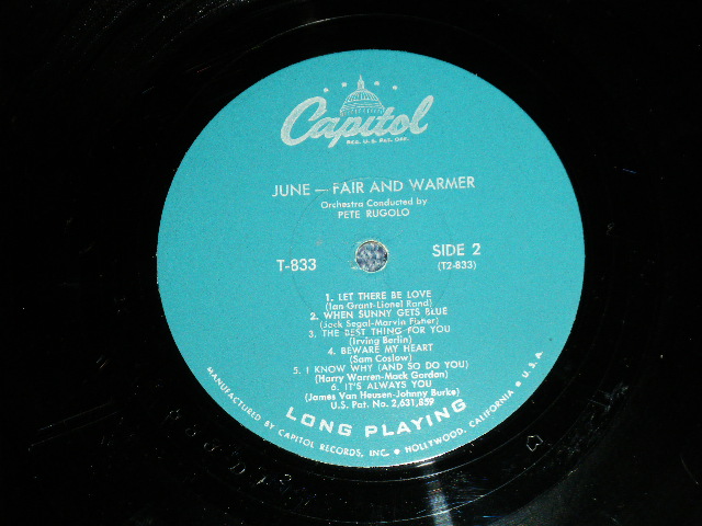 画像: JUNE CHRISTY -  FAIR AND WARMER!  ( Ex/Ex++) / 1957 US AMERICA ORIGINAL "1st Press TURQUOISE Label"  MONO Used LP 