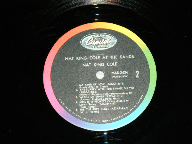 画像: NAT KING COLE - AT THE SANDS  ( Ex+/Ex+++) / 1966 US AMERICA ORIGINAL "BLACK with RAINBOW Band Label"  MONO  Used LP