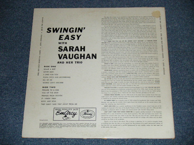 画像: SARAH VAUGHAN - SWINGIN' EASY  ( Ex+/Ex++) / 1957  US AMERICA ORIGINAL "RED LABEL" MONO Used LP