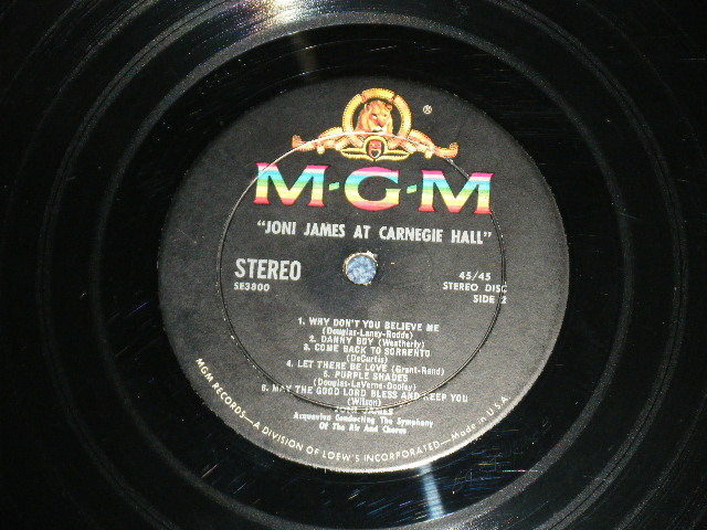 画像: JONI JAMES - AT CARNEGIE HALL ( Ex/Ex+) / 1959 US ORIGINAL "Black Label"   STEREO Used  LP