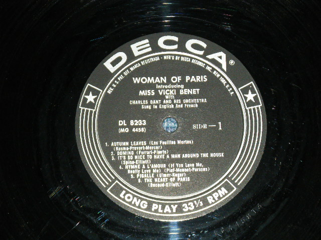 画像: VICKI BENET - WOMAN OF PARIS  ( Ex,VG/Ex+ )  / 1956 US AMERICA ORIGINAL MONO  Used LP 