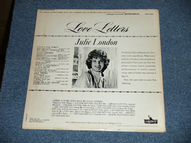 画像: JULIE LONDON - LOVE LETTERS(Ex++,Ex / Ex+++ Looks:Ex++) /1962 US AMERICA ORIGINAL STEREO Used LP