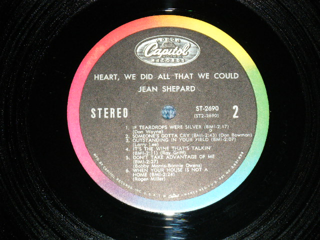 画像: JEAN SHEPARD - HEART WE DID ALL THAT WE COULD  ( MINT-/MINT- ) / 1967 US AMERICA ORIGINAL STEREO  Used LP  