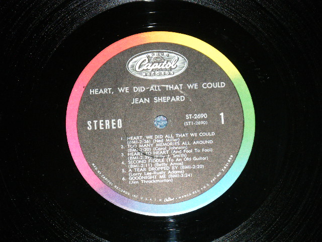 画像: JEAN SHEPARD - HEART WE DID ALL THAT WE COULD  ( MINT-/MINT- ) / 1967 US AMERICA ORIGINAL STEREO  Used LP  