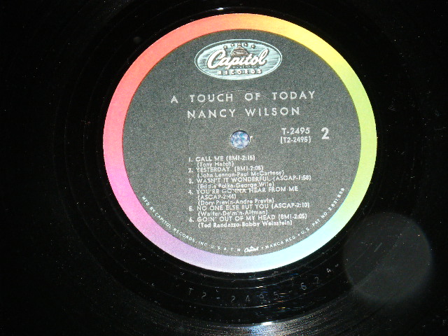 画像: NANCY WILSON  - A TOUCH OF TODAY (Ex+++/Ex++) / 1966 US AMERICA ORIGINAL "BLACK with RAINBOW CAPITOL Logo on TOP Label" STEREO Used  LP