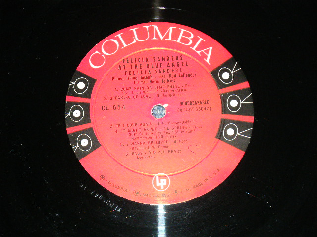 画像: FELICIA SANDERS - at The BLUE ANGEL (Ex++/Ex++ Looks*Ex+++)  / 1955 US AMERICA ORIGINAL 2nd Press "6 EYES Label"  MONO Used  LP