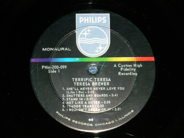 画像: TERESA BREWER -  TERRIFIC TERESA BREWER  ( Ex++,Ex+/MINT-)  / 1963 US AMERICA  ORIGINAL MONOUsed LP