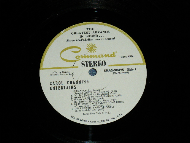 画像: CAROL CHANNING - ENTERTAINS ( Ex++/Ex+++ ) / 196? US AMERICA ORIGINAL "CAPITOL Record Club Relese" Used LP