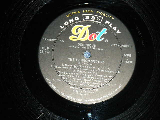 画像:  THE LENNON SISTERS & COUSINS - DOMINIQUE  ( Ex+/Ex++) / 1964  US AMERICA ORIGINAL STEREO Used LP