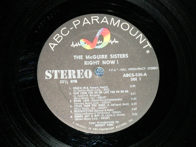 画像: THE McGUIRE SISTERS - RIGHT NOW! ( Ex+,VG+++/Ex++) / 1966 US AMERICA ORIGINAL STEREO Used  LP