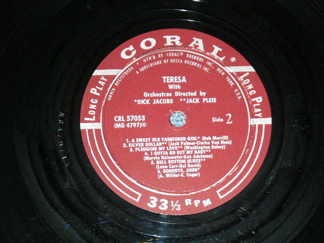 画像: TERESA BREWER - TERESA ( Ex++?Ex+++ )  / 1956 US AMERICA  ORIGINAL "MAROON Label" MONO Used LP