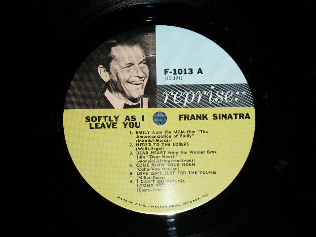 画像: FRANK SINATRA -  SOFTLY,AS I LEAVE YOU  ( Ex++/Ex+++ ) / 1964 US AMERICA  ORIGINAL "CUSTOM LABEL Design"  MONO Used  LP 