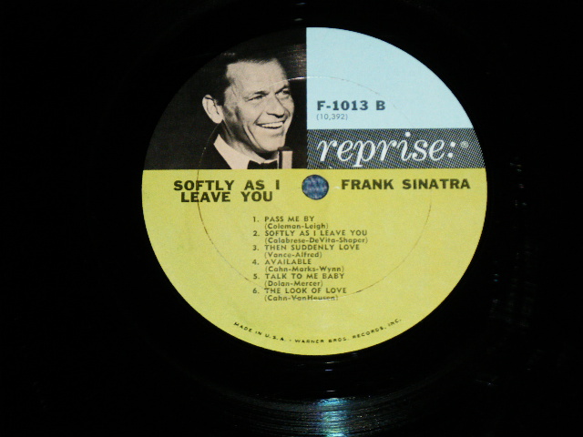 画像: FRANK SINATRA -  SOFTLY,AS I LEAVE YOU  ( Ex++/Ex+++ ) / 1964 US AMERICA  ORIGINAL "CUSTOM LABEL Design"  MONO Used  LP 