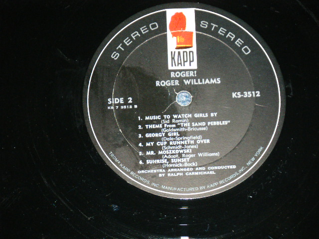 画像: ROGER WILLIAMS -  ROGER!  ( Ex++,Ex+/Ex++ Looks:Ex) / 1967 US AMERICA ORIGINAL STEREO  Used LP 
