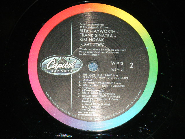 画像: ost (RITA HAYWORTH,RANK SINATRA,KIM NOVAK ) - PAL JOEY ; RODGERS and HART'S ( Ex+/Ex++) / 1959? US AMERICA  ORIGINAL "BLACK with RAINBOW Ring 'CAPITOL Logo on TOP Label"  MONO Used  LP 