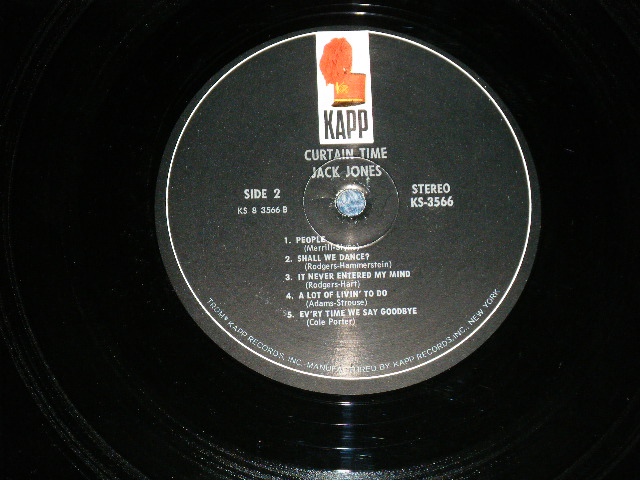 画像: JACK JONES - CURTAIN TIME  ( Ex+, Ex/Ex++) / 1968 US AMERICA ORIGINAL STEREO  Used LP 