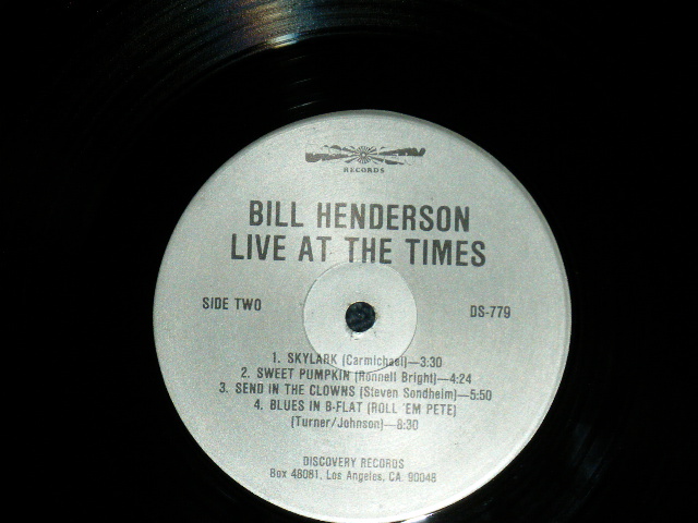 画像: BILL HENDERSON - LIVE AT THE TIMES  ( MINT/MINT- ) / 1975 US AMERICA ORIGINAL Used LP  