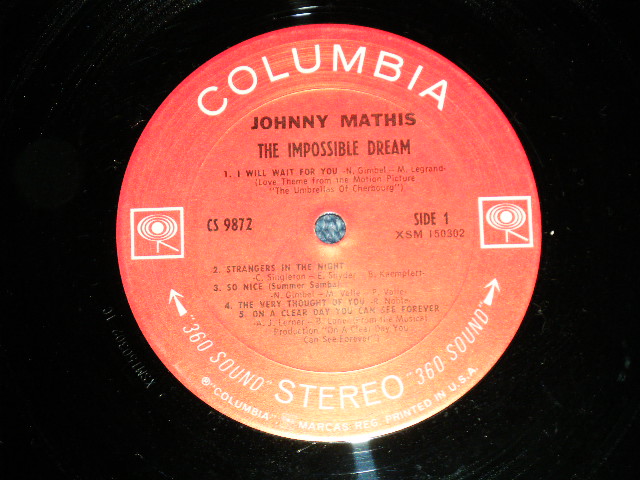 画像: JOHNNY MATHIS -  THE IMPOSSIBLE DREAM  ( EEx/Ex+++ Looks:Ex++ )   / 196 US AMERICA ORIGINAL 1st Press "360 SOUND Label" STEREO Used  LP 