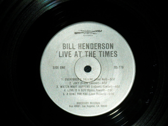 画像: BILL HENDERSON - LIVE AT THE TIMES  ( MINT/MINT- ) / 1975 US AMERICA ORIGINAL Used LP  