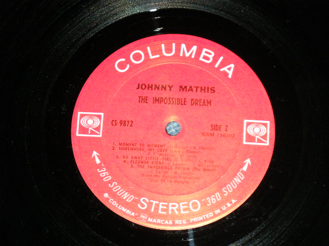 画像: JOHNNY MATHIS -  THE IMPOSSIBLE DREAM  ( EEx/Ex+++ Looks:Ex++ )   / 196 US AMERICA ORIGINAL 1st Press "360 SOUND Label" STEREO Used  LP 