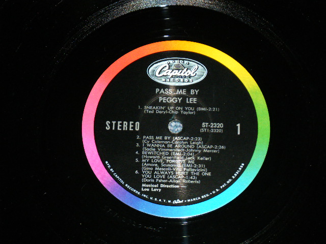 画像: PEGGY LEE - PASS ME BY (Ex++, POOR/Ex+++ TEAROBC) / 1965 US AMERICA ORIGINAL 1st  Press "BLACK With RAINBOW 'CAPITOL' Logo on TOP  Label"  STEREO Used LP 