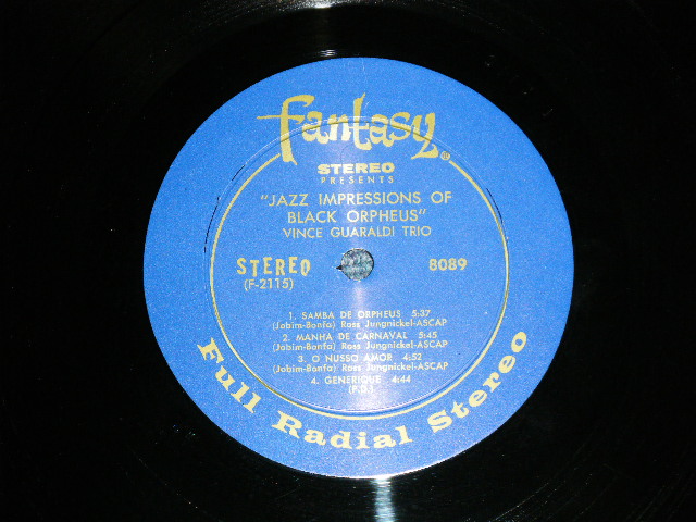 画像: VINCE GUARALDI  - JAZZ IMPRESSIONS OF BLACK ORPHEUS : CAST YOUR FATE TO THE WIND ~THE ORIGINAL HIT~  ( Ex+/Ex+++ ) / 1962 US AMERICA   "BLUE  with GOLD PRINT Label" STEREO  Used LP  