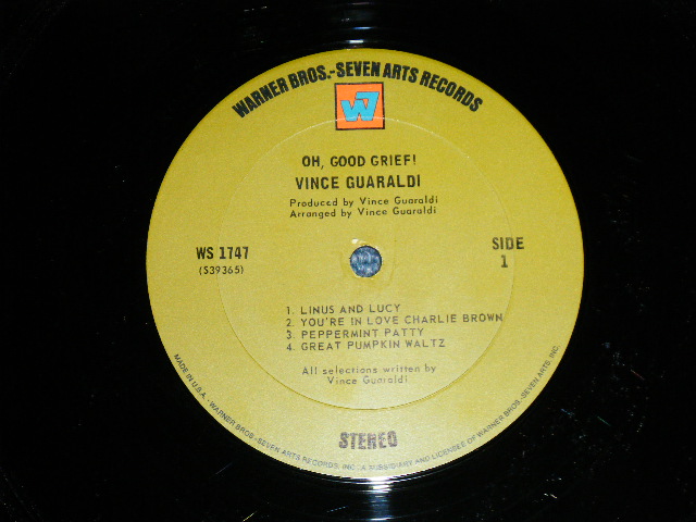 画像: VINCE GUARALDI - OH GOOD GRIEF! ( Ex+/Ex+++)  / 1968 US ORIGINAL "GREEN with 'W7' Logo on Top Label" STEREO Used LP 